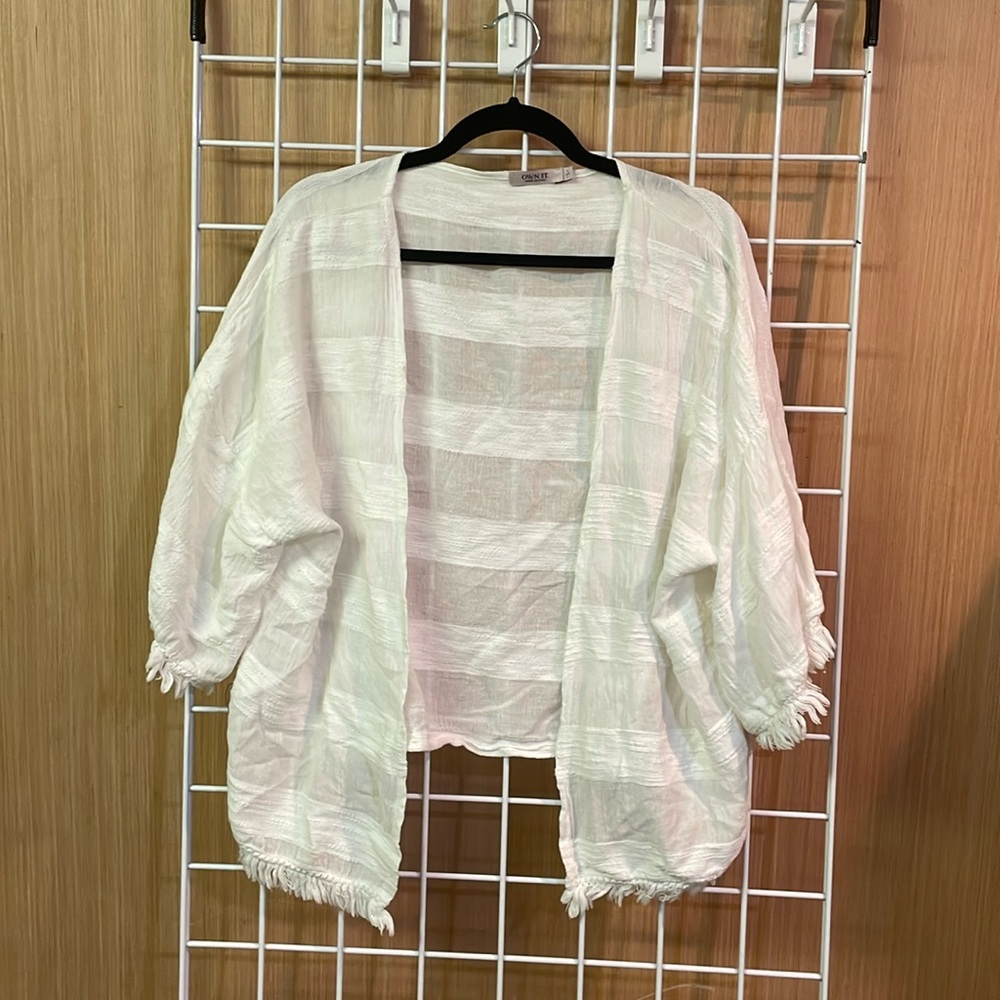 Own IT white cardigan with frills. Made in Italy size Small